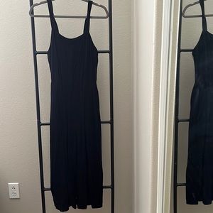 Black tank romper with pockets wide leg